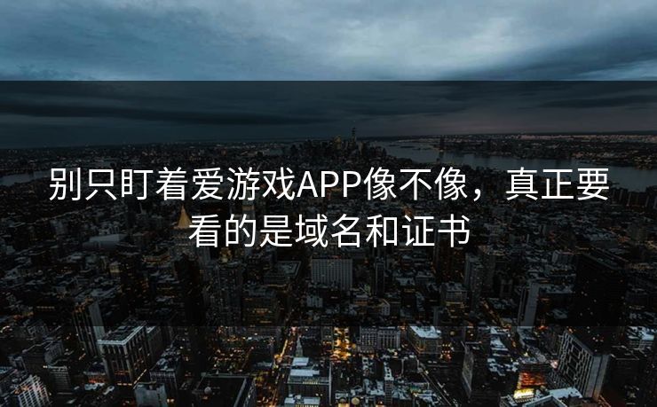 别只盯着爱游戏APP像不像，真正要看的是域名和证书