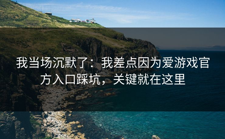 我当场沉默了：我差点因为爱游戏官方入口踩坑，关键就在这里