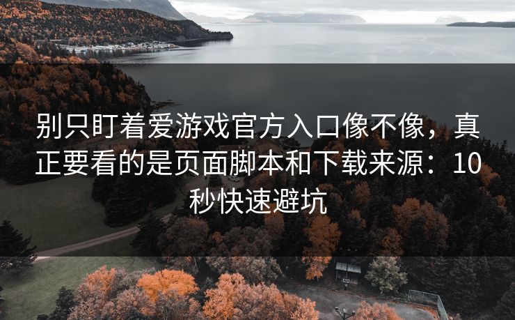 别只盯着爱游戏官方入口像不像，真正要看的是页面脚本和下载来源：10秒快速避坑