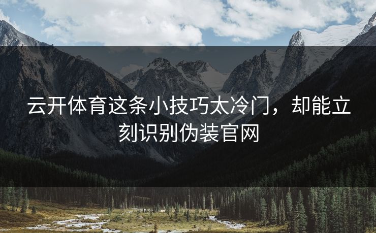 云开体育这条小技巧太冷门，却能立刻识别伪装官网